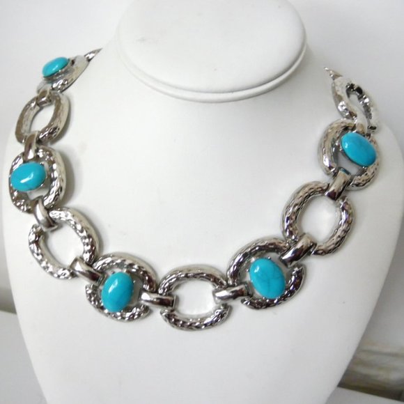 R. J. Graziano Turquoise-Color Chain-Link Necklace 21 Inch - Picture 4 of 6